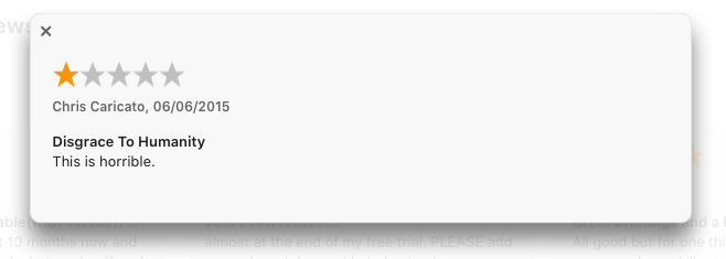 One star app review